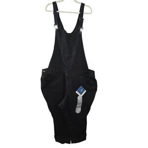 A3 Denim Womens Plus 26W Overall Ankle Black Stretch Denim Bib Overalls New
